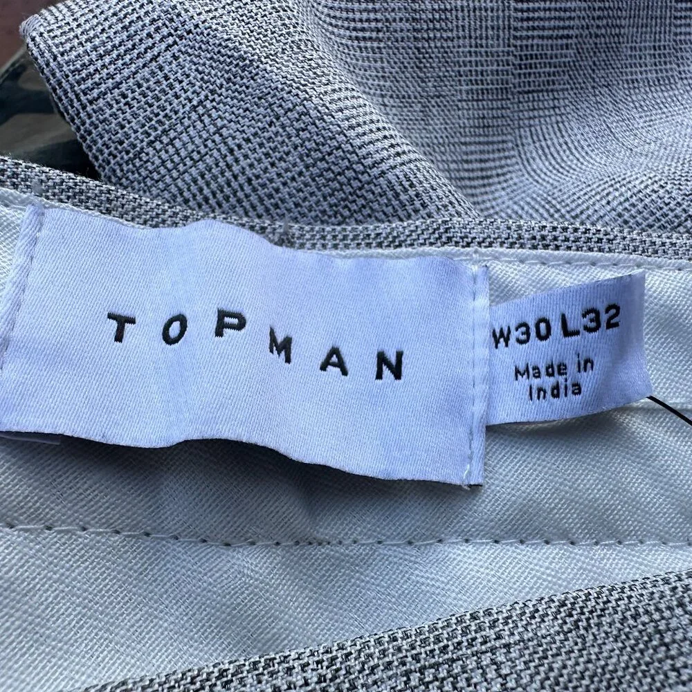 NWT ASOS Topman Men's Dress Pants Black + White Gaberdine 30x32
